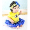 Yellow Baby Bodysuit Royal Blue Satin Pettiskirt & Minion Print JS4669